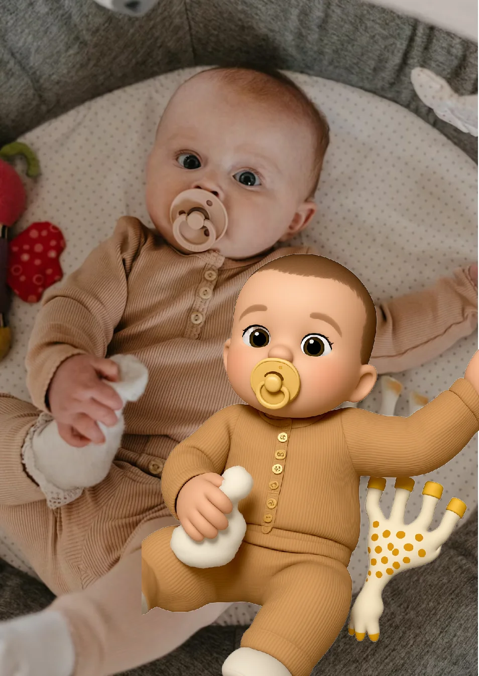 Lifestyle photo with matching memoji sticker overlay